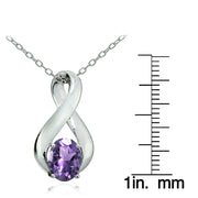 Sterling Silver Amethyst Polished Infinity Necklace