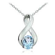 Sterling Silver Blue Topaz Polished Infinity Necklace