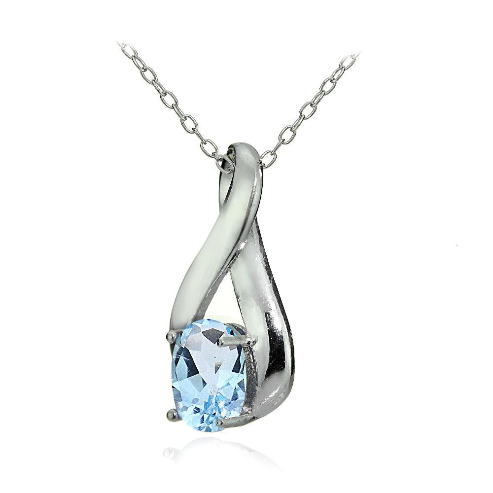 Sterling Silver Blue Topaz Polished Infinity Necklace-2