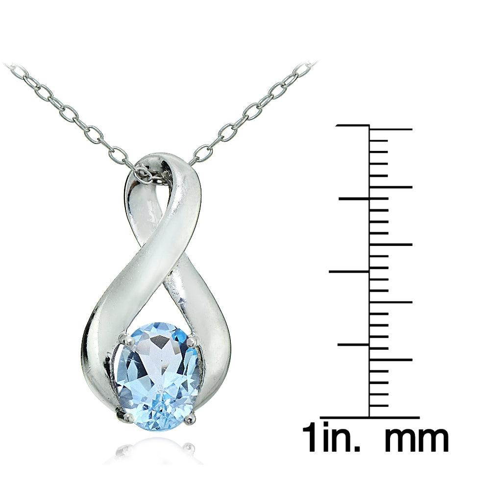 Sterling Silver Blue Topaz Polished Infinity Necklace-3
