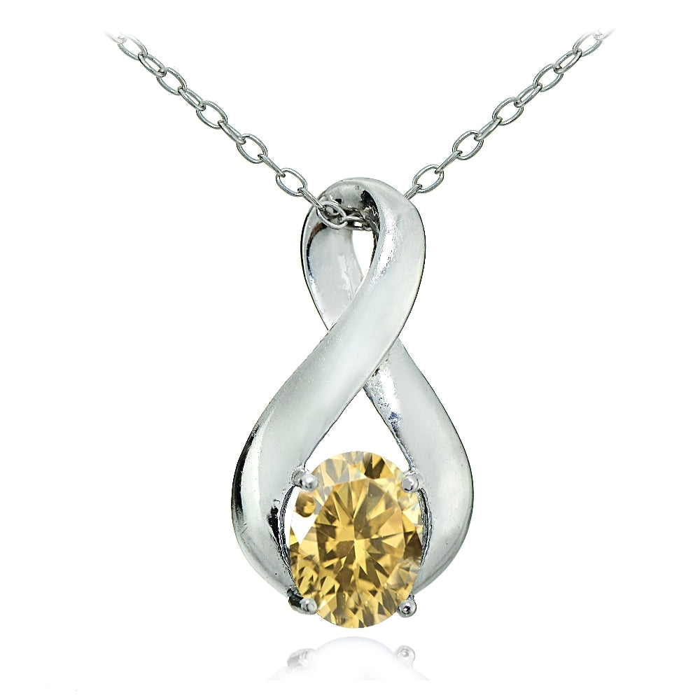 Sterling Silver Citrine Polished Infinity Necklace
