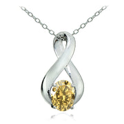 Sterling Silver Citrine Polished Infinity Necklace