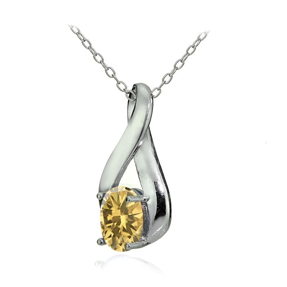 Sterling Silver Citrine Polished Infinity Necklace-2