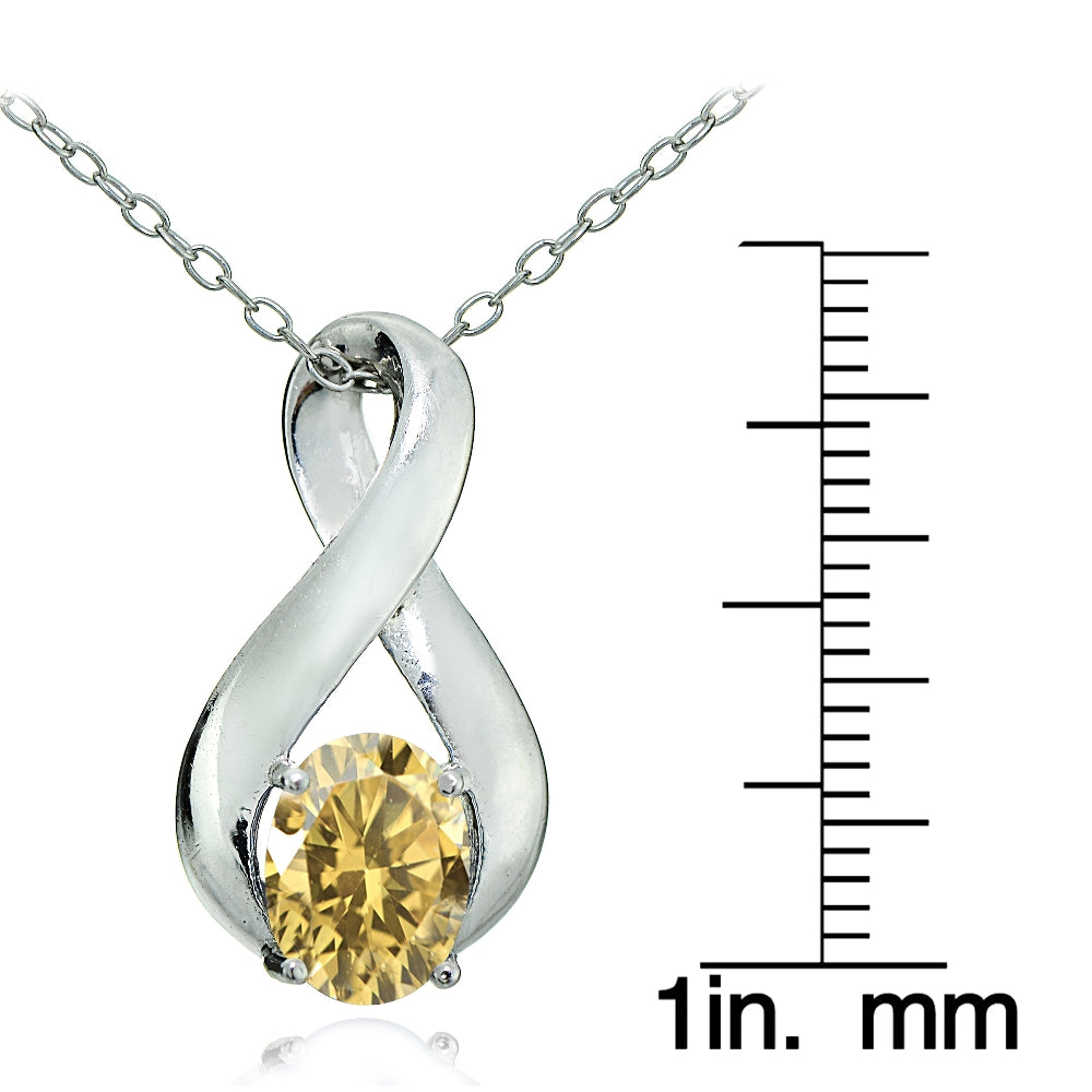 Sterling Silver Citrine Polished Infinity Necklace-3