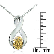 Sterling Silver Citrine Polished Infinity Necklace