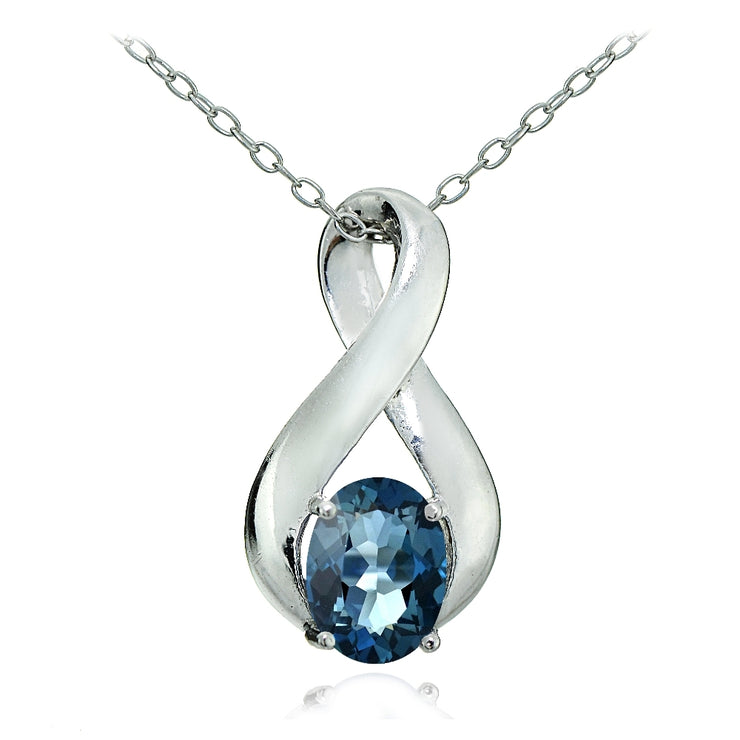 Sterling Silver London Blue Topaz Polished Infinity Necklace