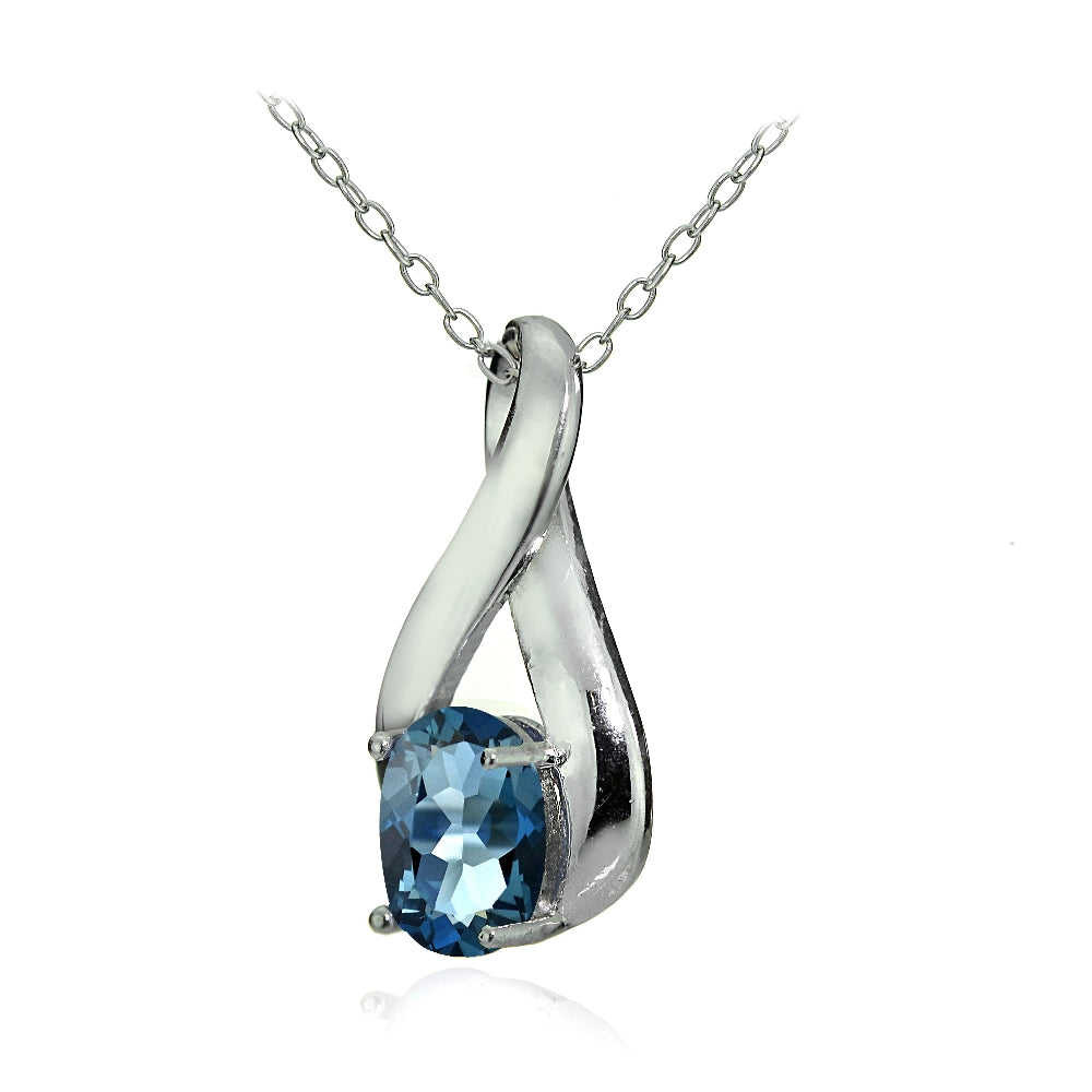 Sterling Silver London Blue Topaz Polished Infinity Necklace-2