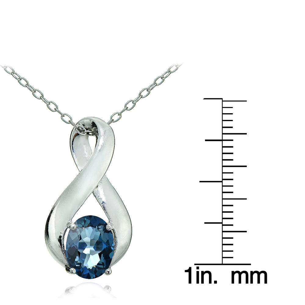 Sterling Silver London Blue Topaz Polished Infinity Necklace-3