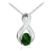 Sterling Silver Created Emerald Polished Infinity Necklace