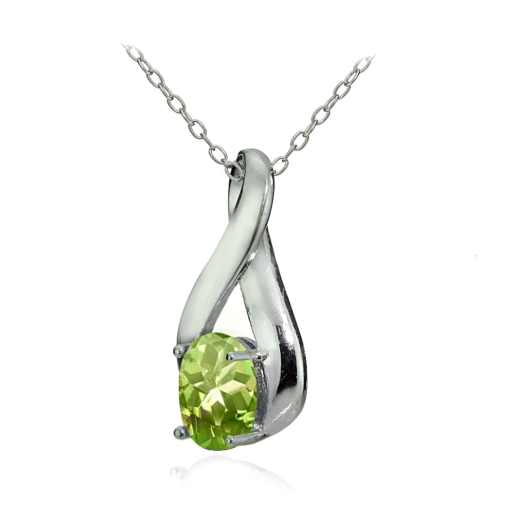 Sterling Silver Peridot Polished Infinity Necklace-2
