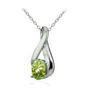 Sterling Silver Peridot Polished Infinity Necklace
