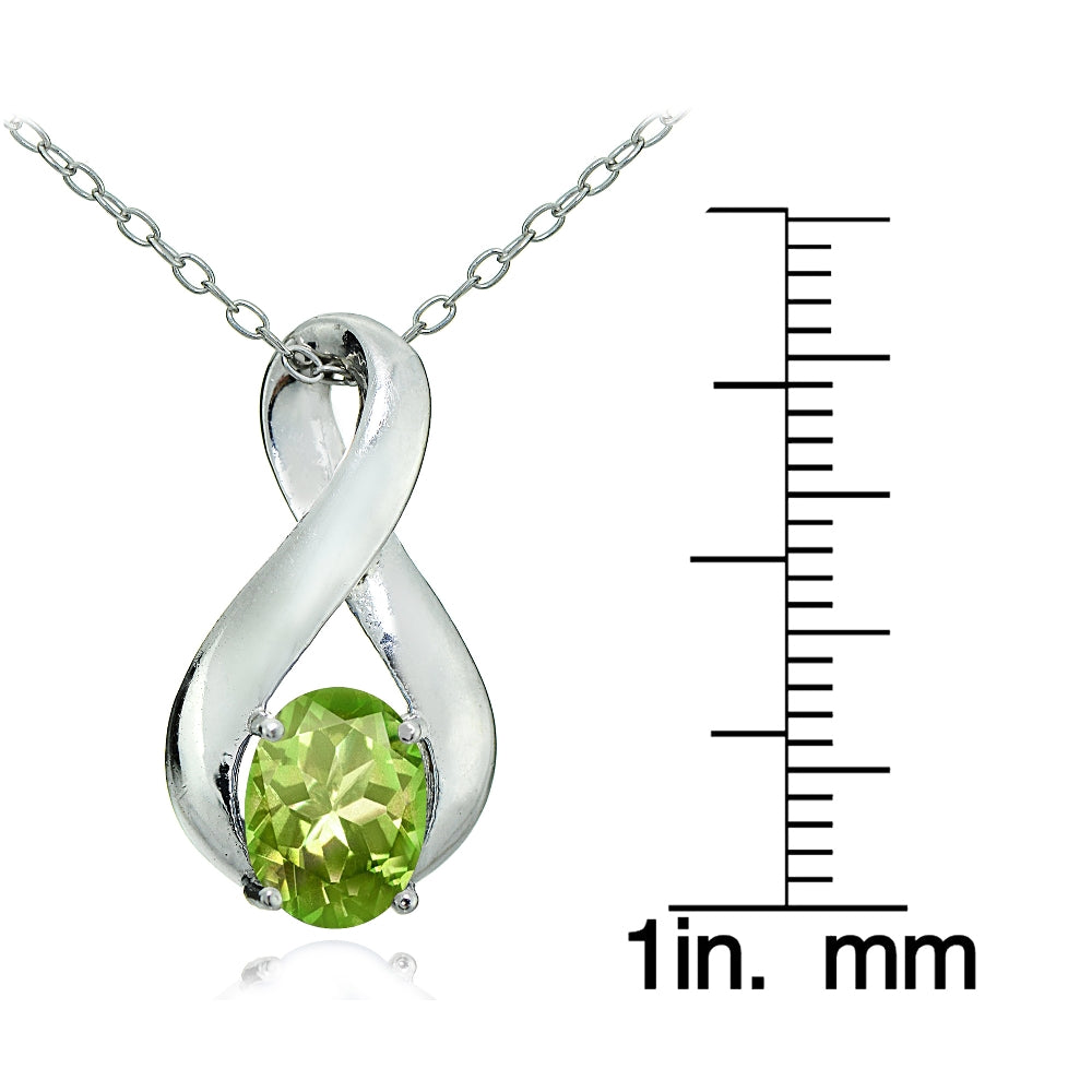 Sterling Silver Peridot Polished Infinity Necklace-3