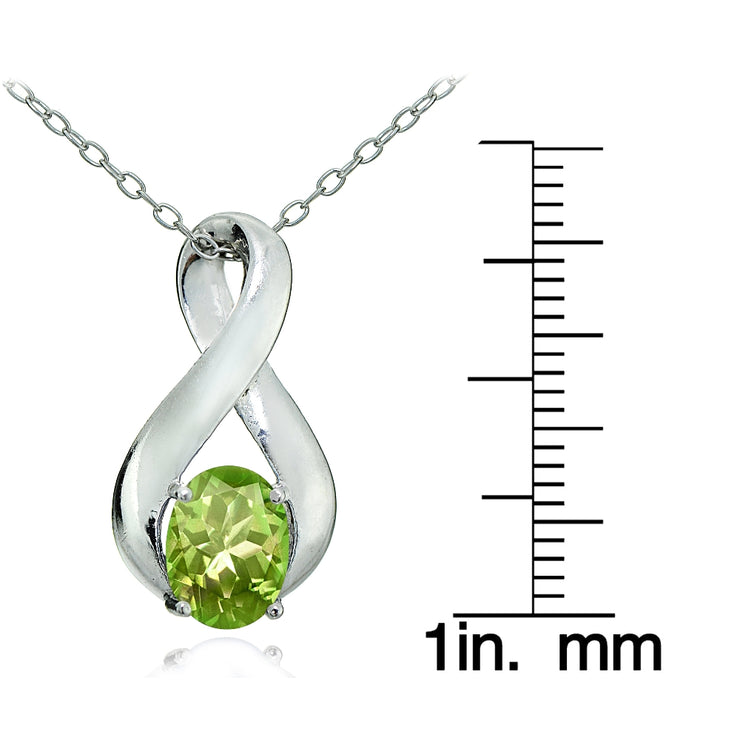 Sterling Silver Peridot Polished Infinity Necklace