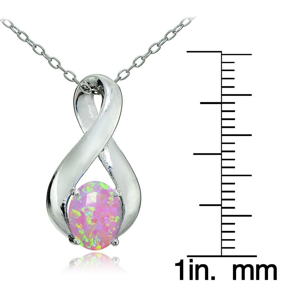 Sterling Silver Created Pink Opal Infinity Necklace-3