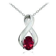 Sterling Silver Created Ruby Polished Infinity Necklace