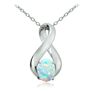 Sterling Silver Created White Opal Infinity Necklace