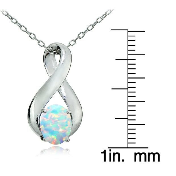 Sterling Silver Created White Opal Infinity Necklace