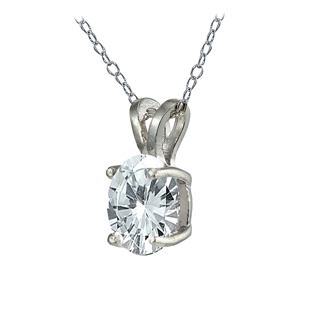 Sterling Silver Aquamarine 8x6mm Oval Solitaire Necklace-2