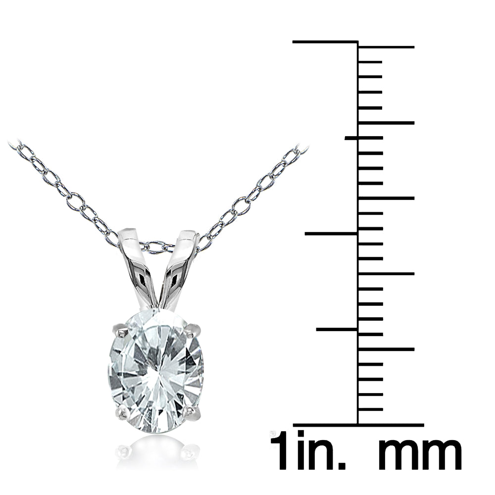 Sterling Silver Aquamarine 8x6mm Oval Solitaire Necklace-3