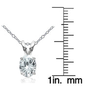 Sterling Silver Aquamarine 8x6mm Oval Solitaire Necklace