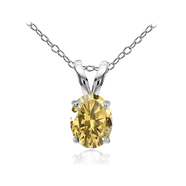 Sterling Silver Citrine 8x6mm Oval Solitaire Necklace