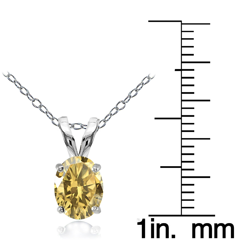 Sterling Silver Citrine 8x6mm Oval Solitaire Necklace-3