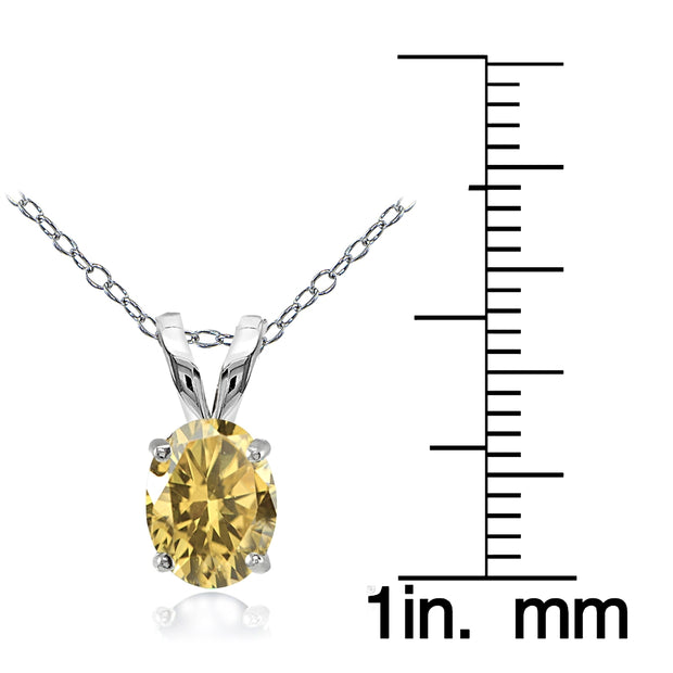 Sterling Silver Citrine 8x6mm Oval Solitaire Necklace