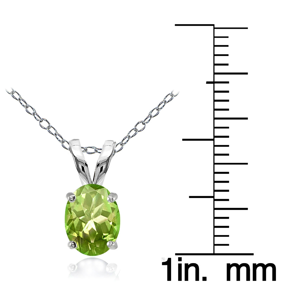 Sterling Silver Peridot 8x6mm Oval Solitaire Necklace-3