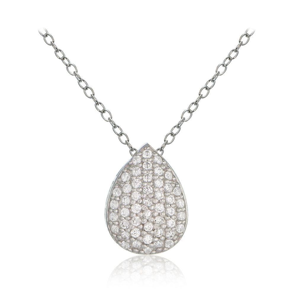 Sterling Silver Cubic Zirconia Teardrop Slide Necklace