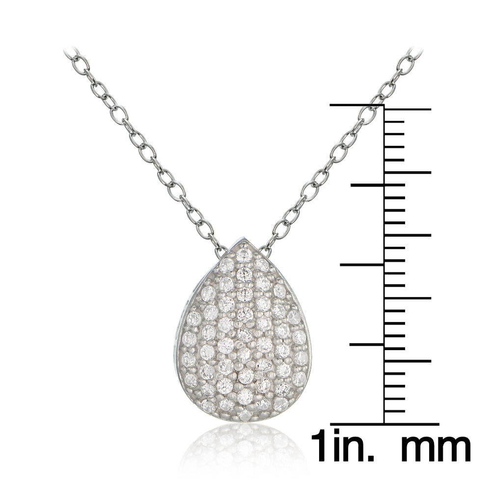 Sterling Silver Cubic Zirconia Teardrop Slide Necklace-3