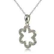 Sterling Silver Cubic Zirconia Open Flower Necklace