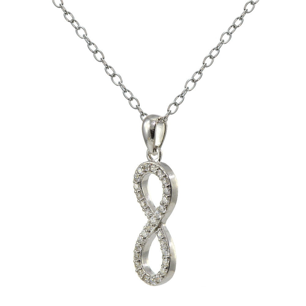 Sterling Silver Cubic Zirconia Infinity Necklace-2