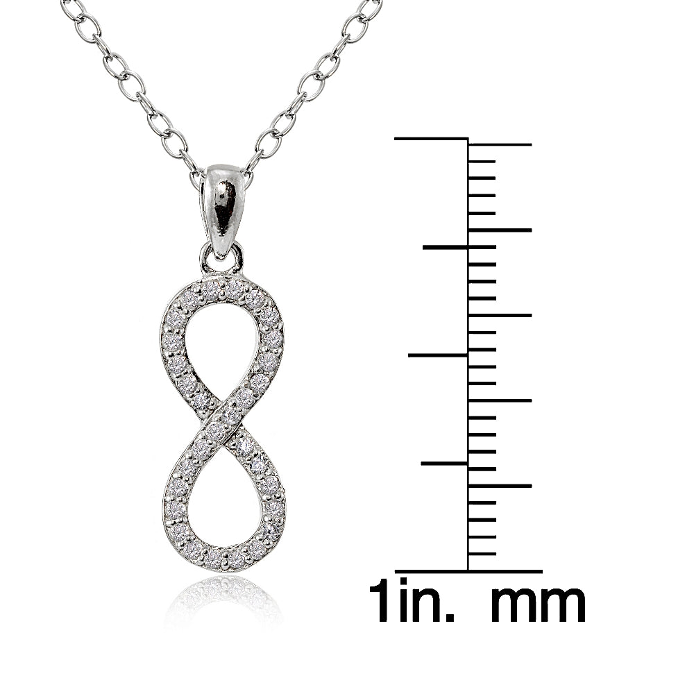 Sterling Silver Cubic Zirconia Infinity Necklace-3