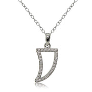 Sterling Silver Cubic Zirconia Tusk Necklace