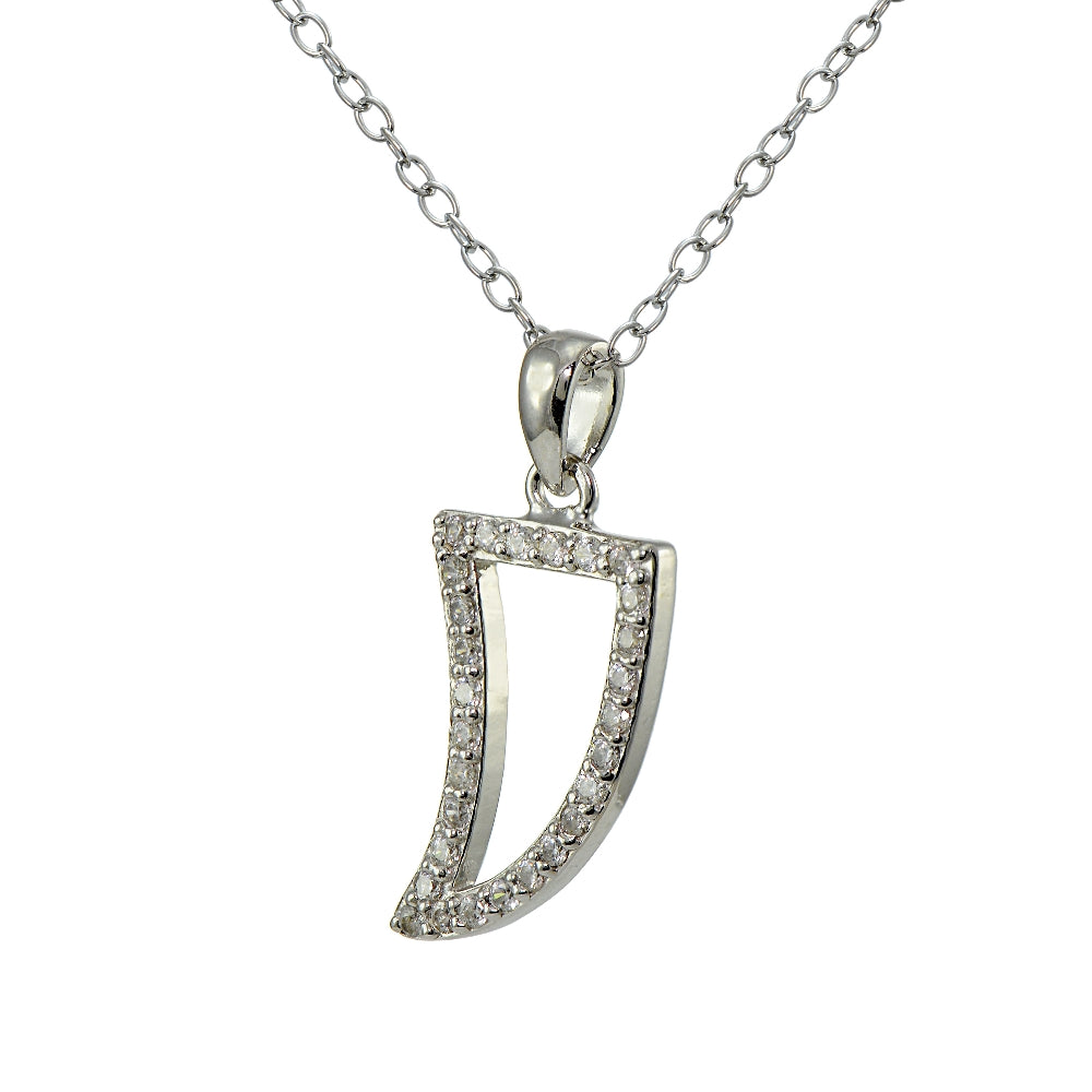 Sterling Silver Cubic Zirconia Tusk Necklace-2