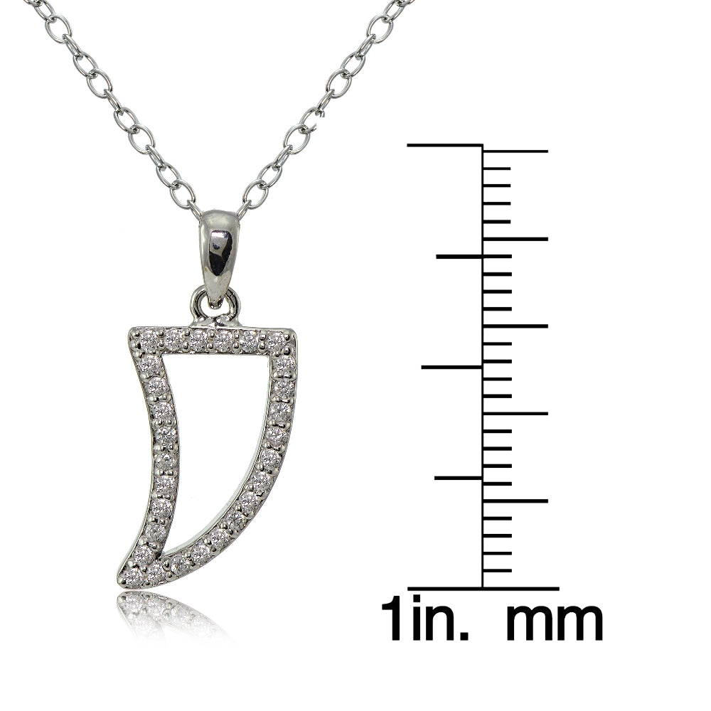 Sterling Silver Cubic Zirconia Tusk Necklace-3