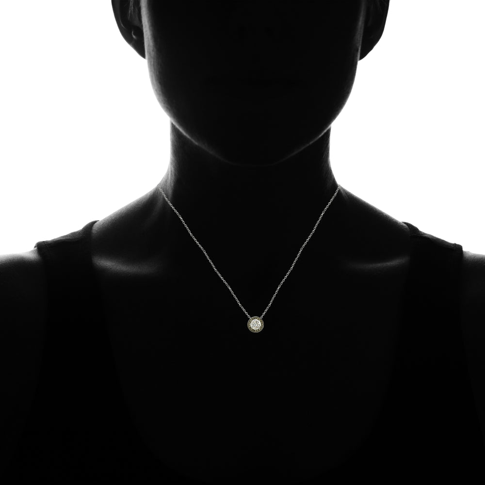 Sterling Silver Cubic Zirconia and Marcasite Halo Necklace-4