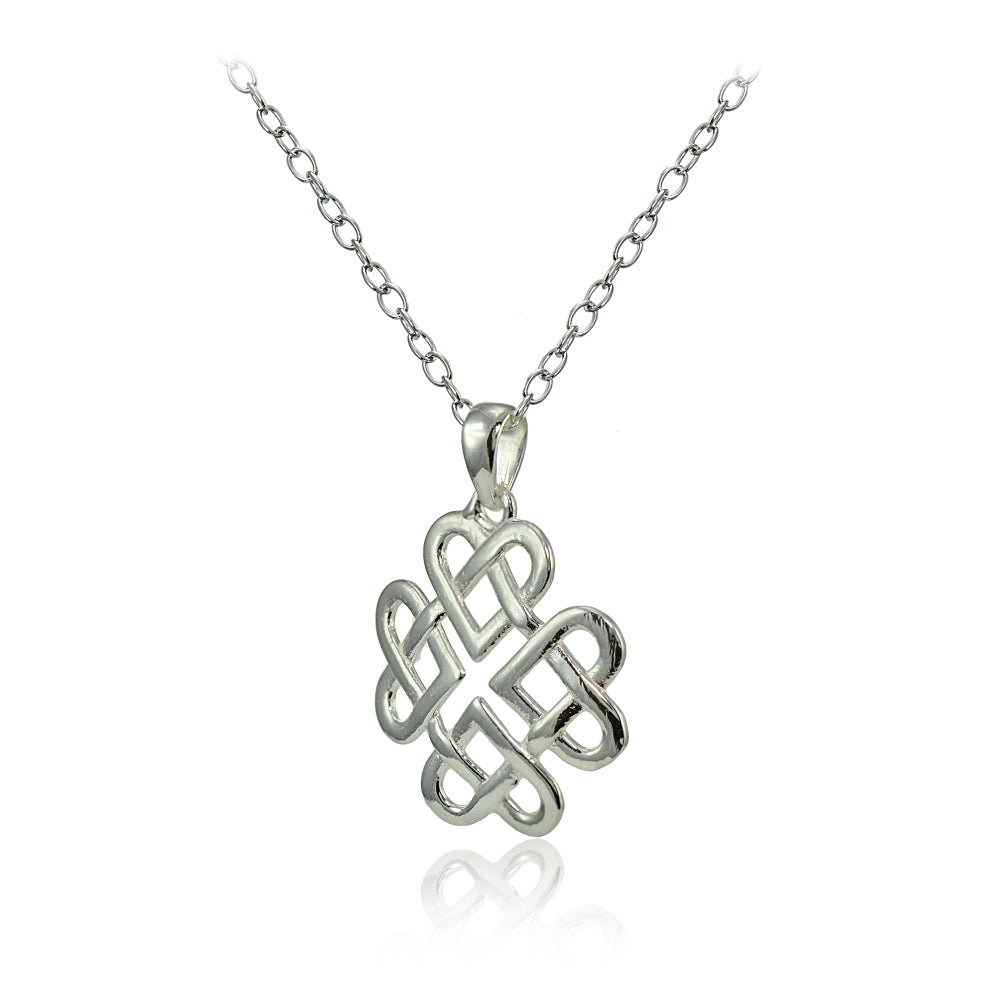 Sterling Silver Celtic Heart Love Knot Necklace-2