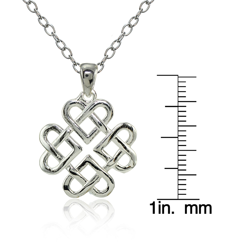 Sterling Silver Celtic Heart Love Knot Necklace-3