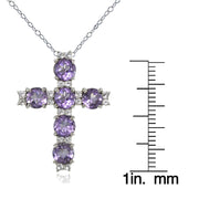Sterling Silver Amethyst and White Topaz Cross Necklace