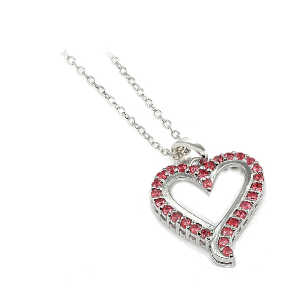 Sterling Silver Genuine Ruby Open Heart Neckace
