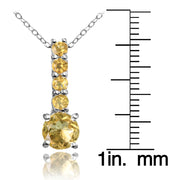 Sterling Silver Citrine 5-Stone Round Drop Necklace