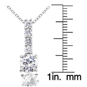 Sterling Silver Cubic Zirconia 5-Stone Round Drop Necklace