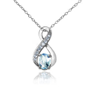 Sterling Silver Blue Topaz Infinity Drop Necklace