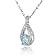 Sterling Silver Blue Topaz Infinity Drop Necklace