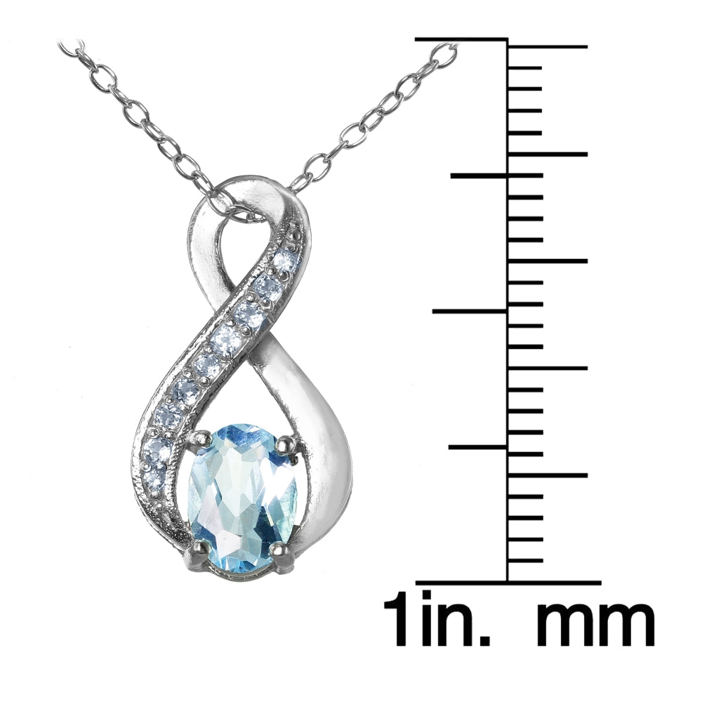 Sterling Silver Blue Topaz Infinity Drop Necklace-3
