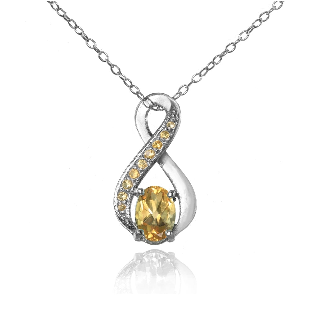 Sterling Silver Citrine Infinity Drop Necklace
