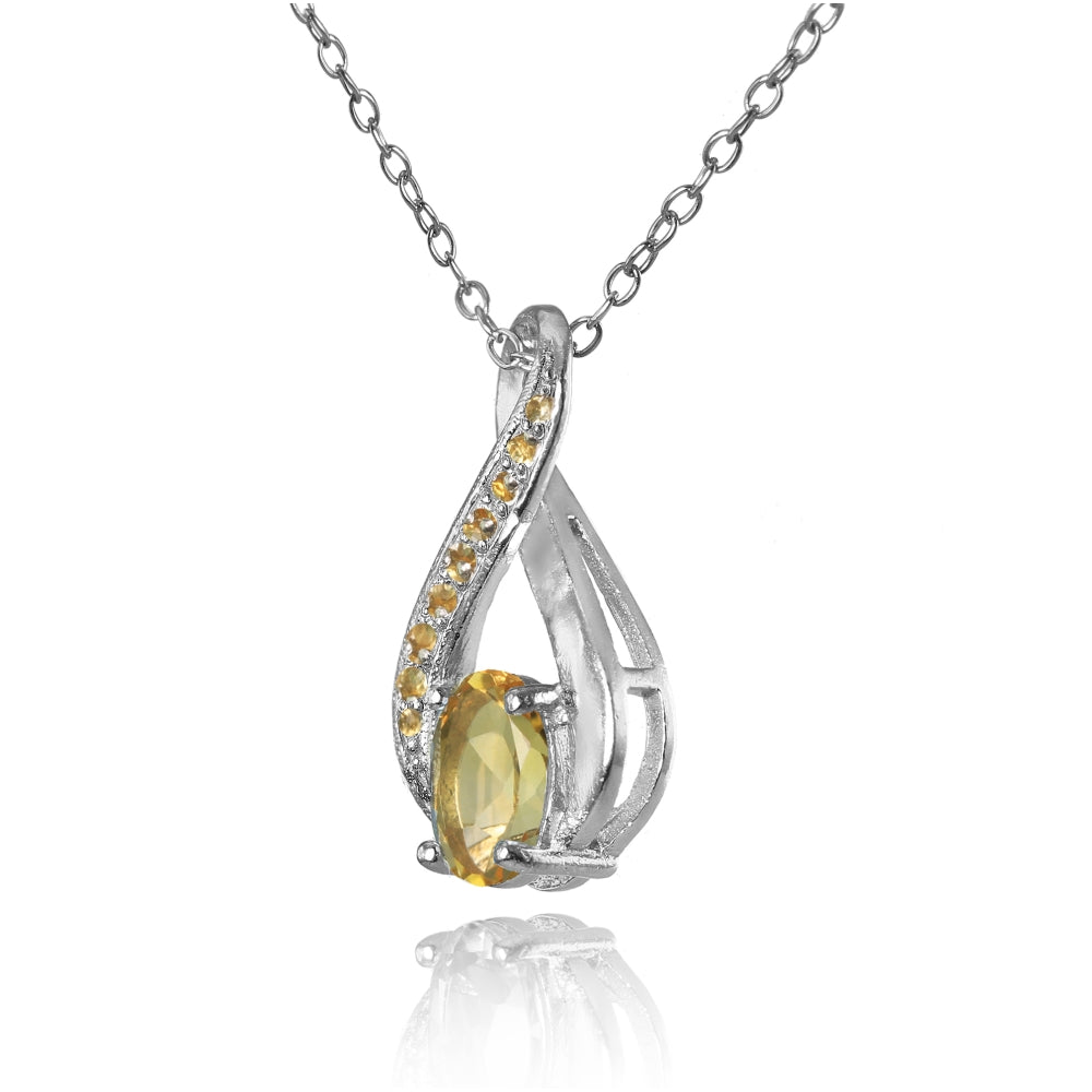 Sterling Silver Citrine Infinity Drop Necklace-2