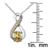 Sterling Silver Citrine Infinity Drop Necklace