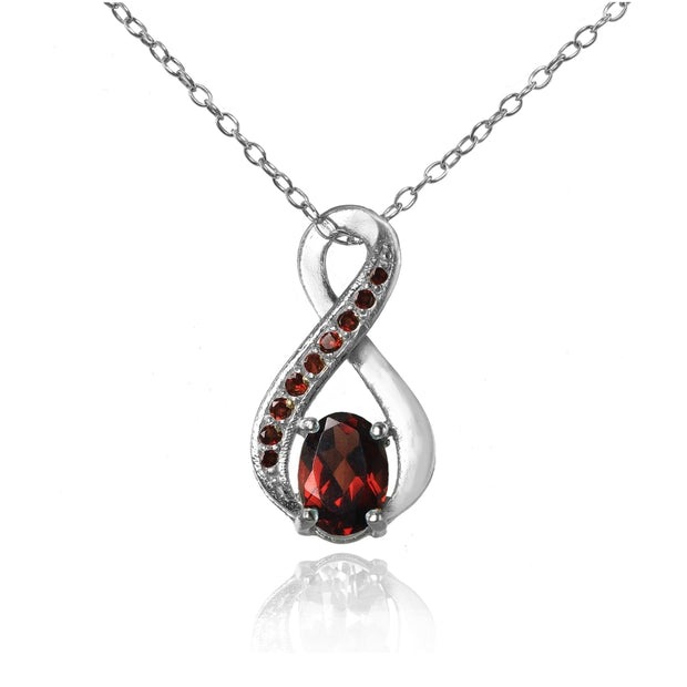 Sterling Silver Garnet Infinity Drop Necklace